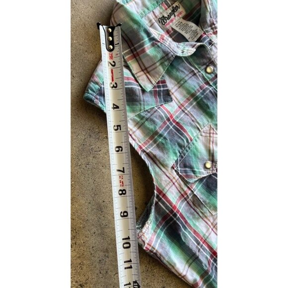 Vintage Wrangler Wrancher Sleeveless Western Shirt Women’s Sz M Pearl Snap - Picture 5 of 13